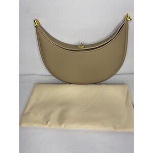 Songmont Luna Half-Moon Leather Shoulder Bag Beige